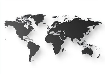 Obraz premium Minimalistic Black and White World Map Flat Design Graphic Illustration
