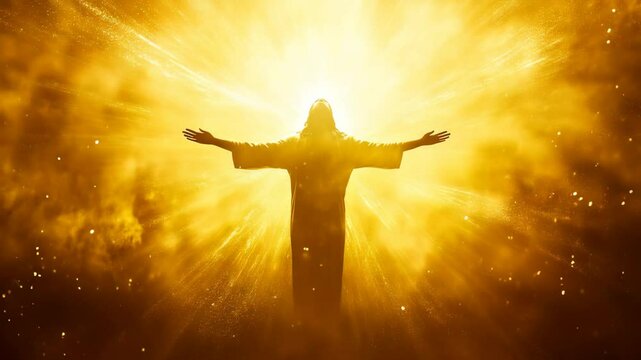  Silhouette of jesus christ enveloped by radiant light symbolizing the essence of resurrection