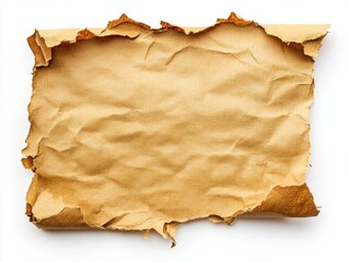 Old textured paper with torn edges on a plain background