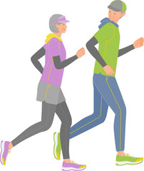 シニアの運動：笑顔で走るシニア夫婦