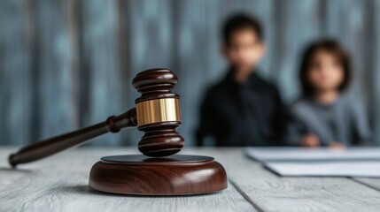 Family law consultation courtroom setting legal advice professional environment close-up view child custody focus