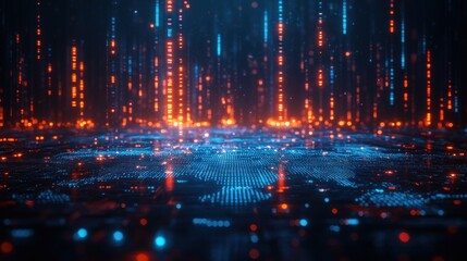 Digital World Map with Financial Indicators and Cryptocurrency Growth in Cyberpunk Style