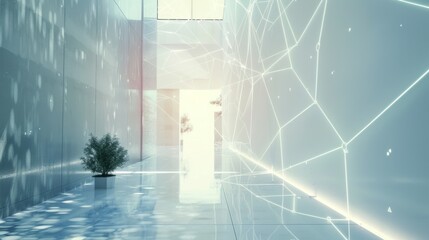 Futuristic background with triangular network connections.
