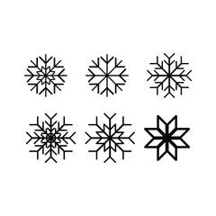 Obraz premium Snowflake icon set. Snowflake UI icon, winter simple line user interface vector symbol. New year ornament symbols for mobile apps and website design vector illustration.