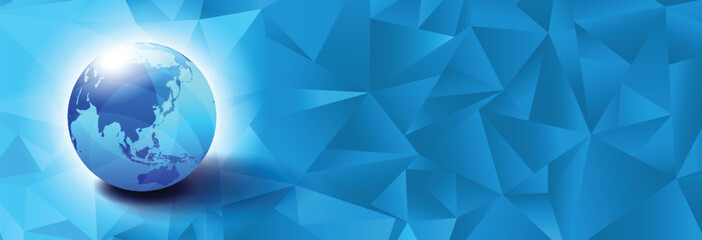 World Globe Far East, Asia, China, India with Triangle Background, Earth with Interposing triangle's creating an abstract pattern