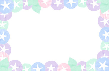 水彩朝顔フレームベクターイラスト 枠 コピースペース