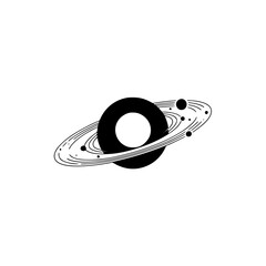 Black Hole and Planetary Rings Logo - Minimalist Vector Illustration © MatandSterre