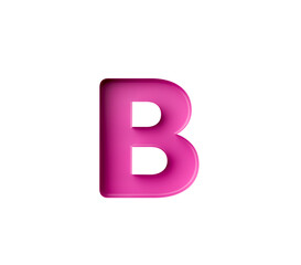 Vibrant pink gradient letter B with sleek design. 3D Illustration.
