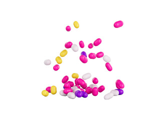 Bright and colorful candy sprinkles scattered and floating in mid-air, 3d illustration