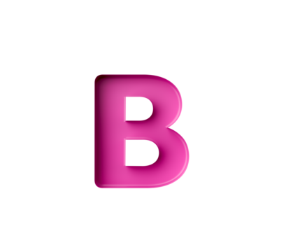 Vibrant pink gradient letter B with sleek design. 3D Illustration.