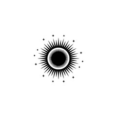 Celestial Sunburst Logo in Minimalist Style on White Background