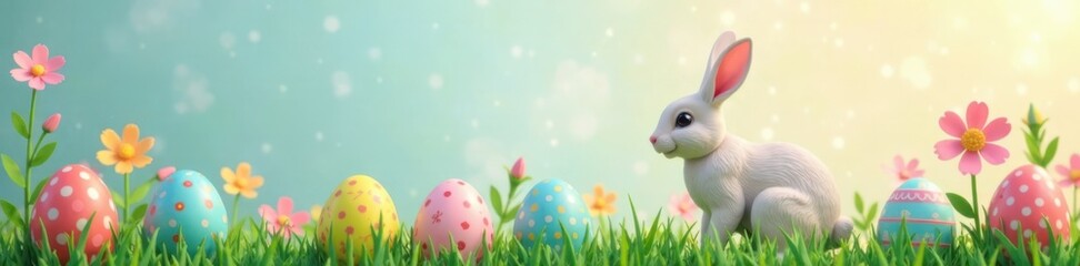 Colorful paper cut rabbit sitting on Easter egg, paper cut, easter