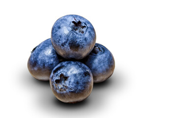 Obraz premium Stack of blueberries and shadow. Fresh colorful fruits with copy space and Transparent background.