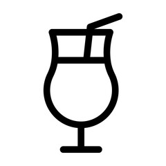 Illustration showing a black icon of a glass with a cocktail on a white background