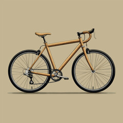 Bamboo frame road bike on neutral background with drop handlebars and thin tires