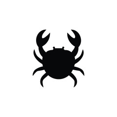 Crab icon. Black Crab silhouette vector illustration isolated on white background.