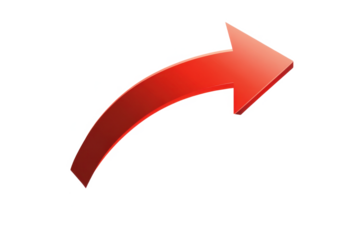 Red upward arrow symbolizing growth and momentum on a transparent background