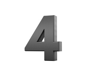 Obraz premium Sleek metallic Black number 4 Four with a slight shadow effect, 3d illustration