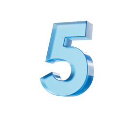 3d Glossy Blue number 5 or Five with a gradient of blue shades. 3d illustration