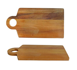 Wooden Cutting Board with Handle Isolated on transparent background. Cutting Board or serving board...
