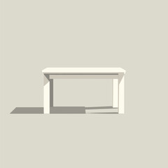 Minimalist white table against neutral background casting shadow