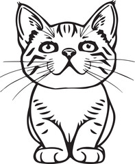 Cute kitten. Hand drawn vector illustration