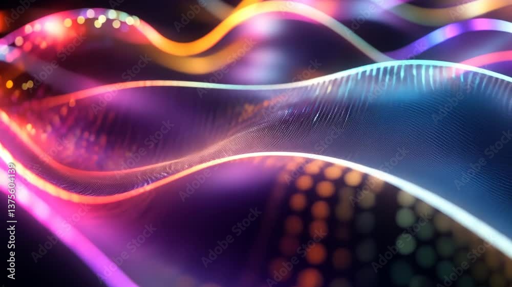 Poster colorful data streams abstract background with dynamic light effects and glows