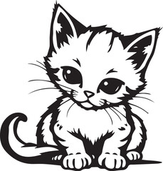 Cute kitten. Hand drawn vector illustration