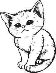 Cute kitten. Hand drawn vector illustration
