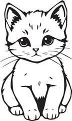 Cute kitten. Hand drawn vector illustration