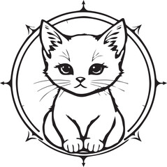 Cute kitten. Hand drawn vector illustration