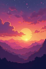 Obraz premium dreamy sunset sky with blending orange and purple hues, colorful background, vibrant, blended