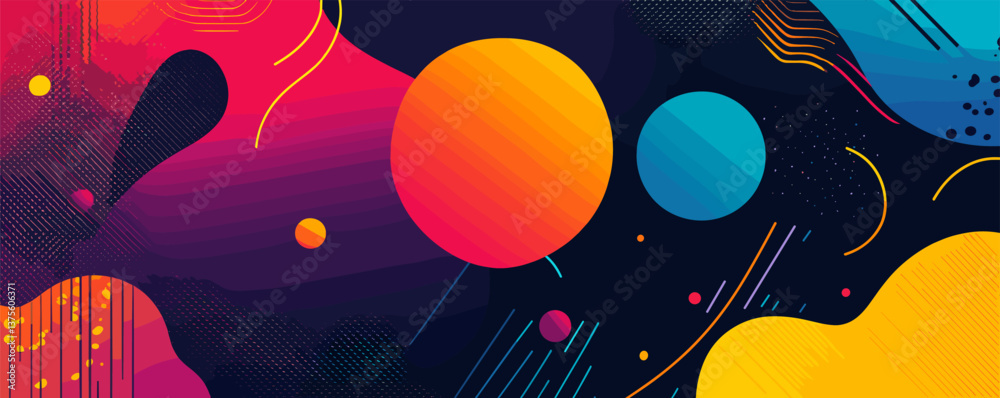Poster Colorful abstract geometric background with dynamic shapes and patterns vector.