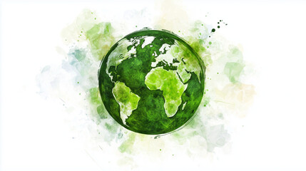 Green planet Earth, a global sphere with leaves, symbolizes nature's eco concept,