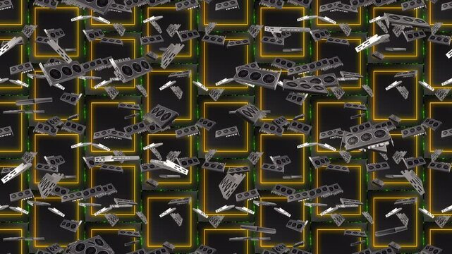 GPU Graphic Card Computer game Wallpaper loop tile Falling. This is a loopable and tileable background