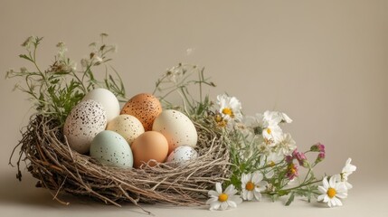 Eggs in a flower nest