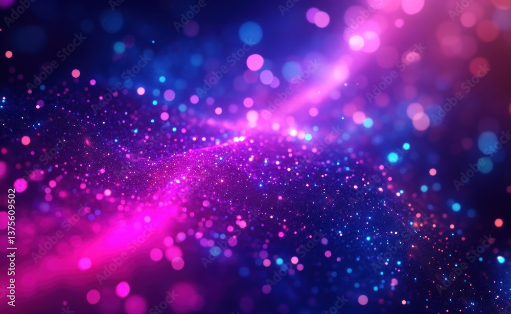 Poster Futuristic Cyber Network with Glowing Neon Lights and Abstract Data Visualization