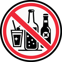 No alcohol board, caution forbidden sign no alco, illustration vector warning.