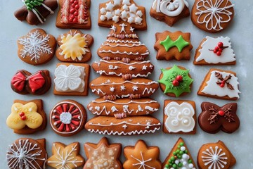 A delightful assortment of beautifully decorated gingerbread cookies to spread festive cheer during the holidays