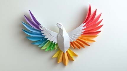 Obraz premium Colorful paper bird with extended wings