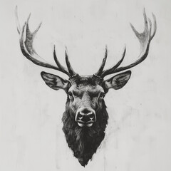 elk, animal, black and white style, background