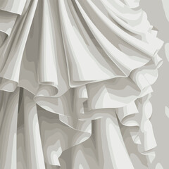 Elegant white fabric with cascading ruffles and pleats