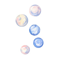 Watercolor illustration of water bubbles. Isolated on white background