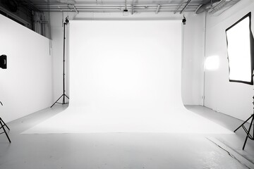 Fully high key scene, single light source, white background no