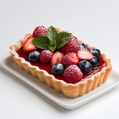Rectangular fruit tart with fresh berries