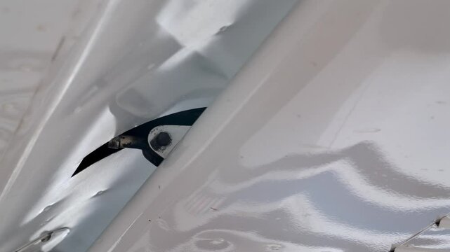 Close Up Airplane Flap Panel Moving on Light Aircraft's Wing STATIC
