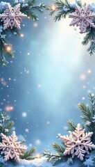 Ornate Snowflake Border with Sparkling Effect , winter wonderland, sparkles