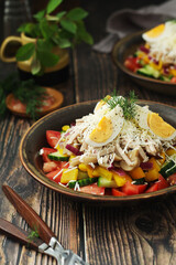 A traditional Bulgarien salad dish - Ovcharska salad	