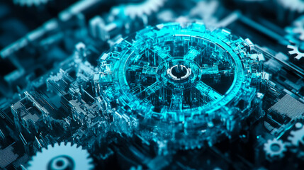 Futuristic Technology: Glowing Machinery and Gears