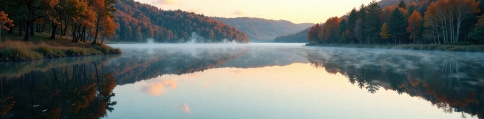Reflections on a quiet lake, calm, lake